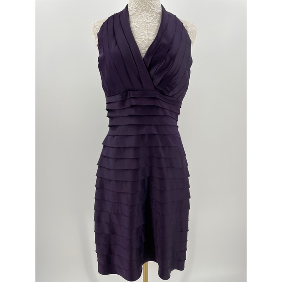JS Collections Dresses & Skirts - JS Collections Purple Tiered Halter Dress Size 12 Cocktail Wedding Guest Midi